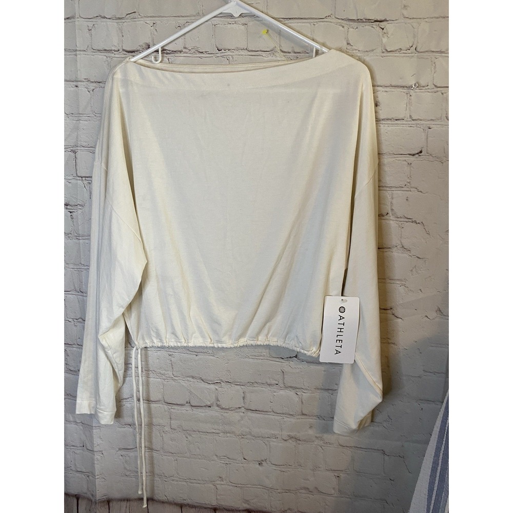 Athleta Women's Essential Long Sleeve Crop Pullover Top Drawstring Size XS